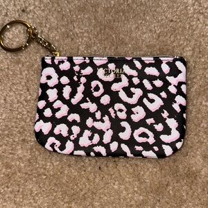 Victoria's Secret Black and Pink Leopard Coin Pouch, EUC